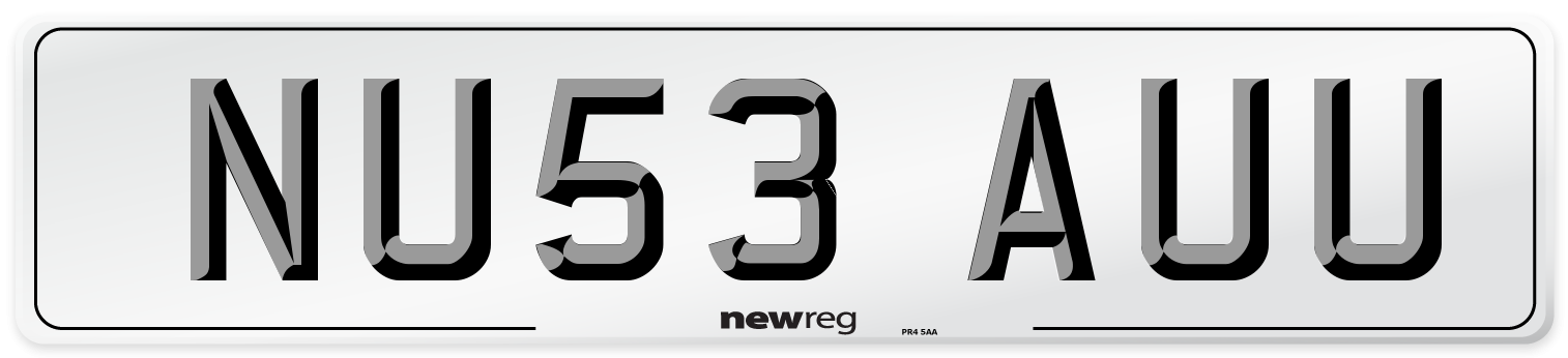 NU53 AUU Number Plate from New Reg